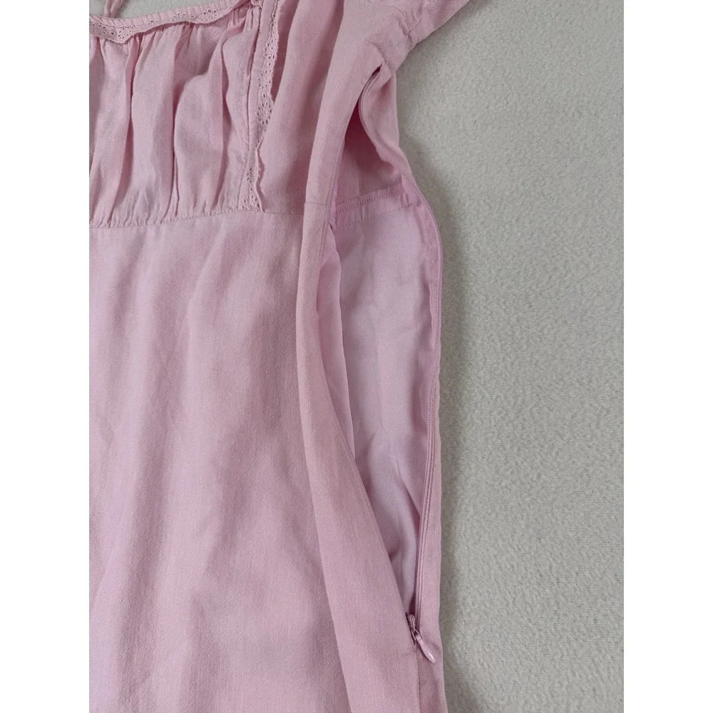 Hollister‎ Dress XL Milkmaid Puff Sleeve Smocked Short Eyelet Lace Y2K NWT Pink